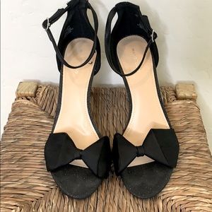 Max Studio Peep Toe Bow Glitter Heels 